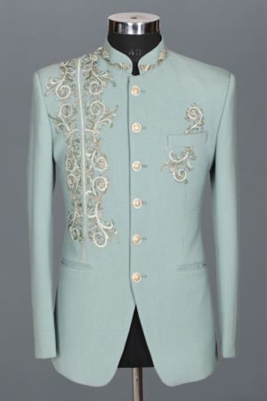 Pastel Green Embroidered Indo Western Set