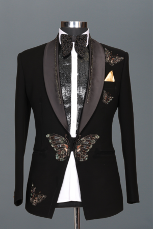 Ivory Embroidered Double-Breasted Tuxedo Set