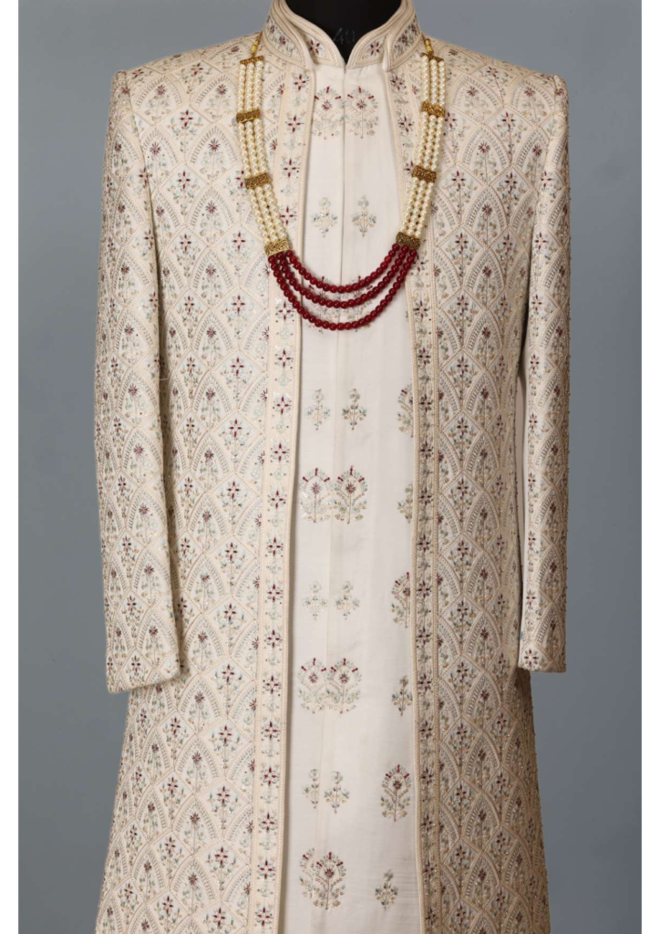 Champagne Heritage Embroidered Sherwani Set