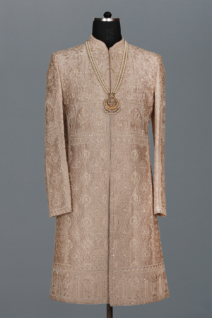 Ivory Mughal Jaal Embroidered Sherwani Set