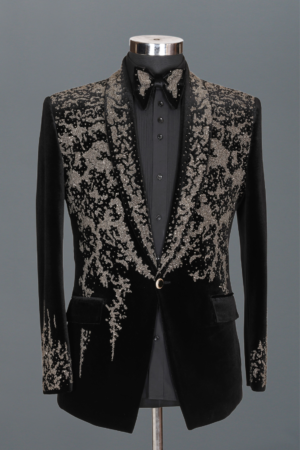 Velvet Embroidered Indo-Western Set